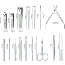 Professional Manicure Kit 16 Pieces - Cuticle Nipper And Nail Clipper In Stainless Steel - Black - View 6