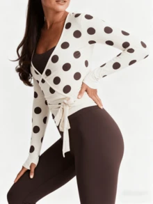Women Ballet Crop Wrap Top  Long Sleeve Deep V Neck Cross Tie Top Pilates Yoga Wrap Fitness Workout Shirts Cute Ballerina Cover Up Blouse Slim Fit Sports  Gym Active Top - Nhiều màu - Xem 2