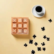 1/2 Pc Classic Wooden Tic Tac Toe Game Set, Suitable For All Ages - Perfect Family Game Night & Home Decor | Suitable For Coffee Table, Living Room, And Desk, Entertaining Tabletop Puzzle Game, Durable Wood, Fun Board Game, Ideal For Adult Game Night, Wonderful Gift Choice - Brown - View 10