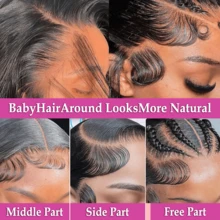 13x6 13x4 Full Frontal Real HD Lace Wig Invisible HD 5*5 Lace Front Wigs 200% Density Human Blended Hair Pre Plucked Bleached Knots Straight Blended Human Hair Wigs For Women 26 Inch Pre Plucked HD Lace Frontal Wig With Baby Hair Wig - Natural & Black - View 7