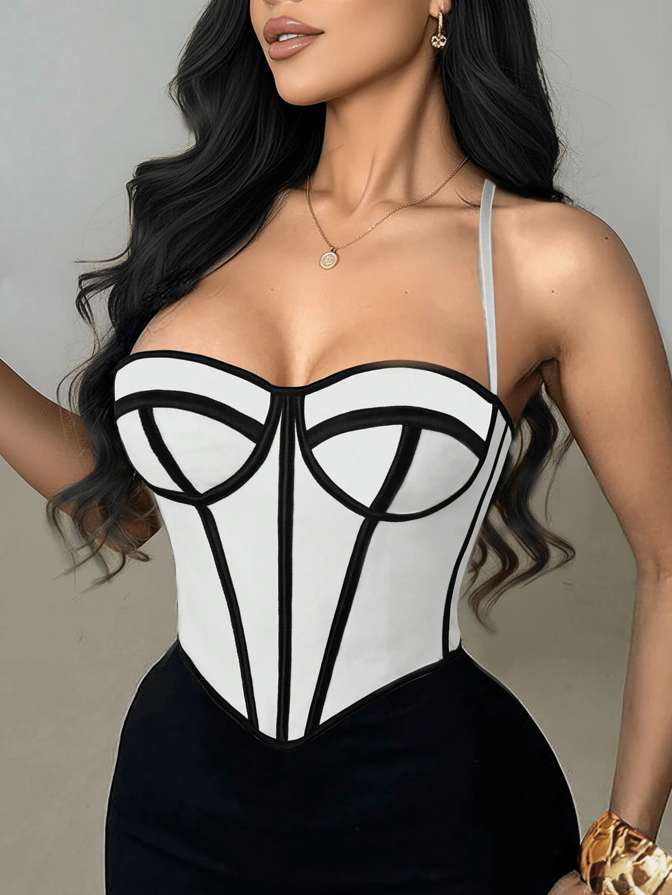 Apperloth A Y2K性感胸衣，女士网眼系带露背设计，可调节肩带，塑形短款文胸，适合锐舞派对、节日、情人节、音乐节、婚礼季及其他夏季场合。 - 彩色 - 查看 1