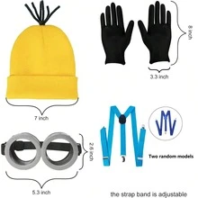 NYE Costume 5-Piece Set For Adults | Soft Polyester Unisex Hat Goggles Gloves Overalls | Cosplay Outfit For New Year Party - Multicolor - View 14