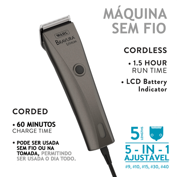 Wahl Clipper Corporation Bravura Gunmetal Máquina de Tosa Profissional Para Cachorros Gatos e Animais Sem Fio Íons de Lítio 5 em 1 Wahl