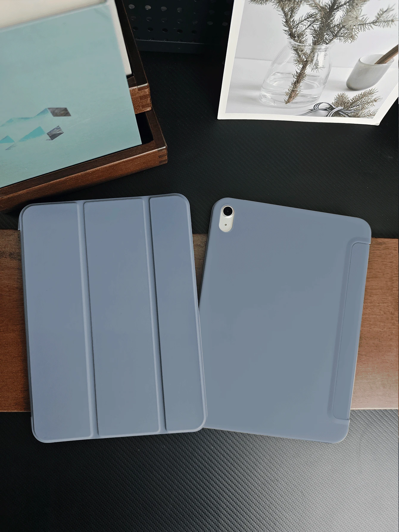 平板电脑保护套，兼容三星 Galaxy 平板电脑/iPad/红米 iPad SE/iPad，防摔，超薄/智能支架/自动唤醒，兼容苹果 iPad Mini 4/5/6（9.7/10.2/10.5 英寸）、Air 4/5/6（第十代，10.9 英寸）、Pro 11 英寸、Air 11 (M2)、Air 13 和 Pro 11 (M4) - 灰紫色 - 淺灰紫 - 查看 1