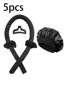 Bộ 5 món uốn tóc không dùng nhiệt bao gồm: Máy uốn tóc không dùng nhiệt, mũ ngủ bằng satin, dây buộc tóc không dùng nhiệt, chun buộc tóc, mũ ngủ mềm mại, dụng cụ tạo kiểu linh hoạt, phù hợp cho phụ nữ tóc dài tạo kiểu tóc gợn sóng, xoăn rối, trang trí nhà cửa và phòng tắm, cần thiết cho mùa tựu trường, du lịch và nghỉ lễ. - Nhiều màu - Xem 9