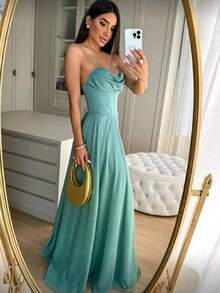 Long Dress For Graduation, Party, Wedding, Bridesmaid - Mint Green - View 1