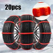 20pcs Anti-Skid Tire Chains, Universal For Cars & Motorcycles, Car Snow Tire Chains, Suitable For Winter, Ice Road And Off-Road Driving (Random Orange And Red)