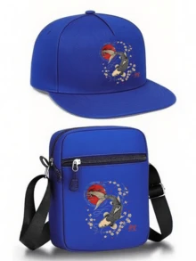 1pc/2pcs Sakura & Koi Fish Printed Y2K Streetwear Baseball Cap & Crossbody Bag Set, Adjustable Unisex Snapback & Shoulder Bag, Gift For Yourself And Friends - Multicolor - View 10