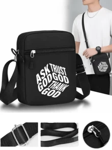 1pc/2pcs Hip-Hop Bear Graphic Print Y2K Streetwear Baseball Cap & Crossbody Bag Set, Adjustable Unisex Reversible Hat And Shoulder Bag, Gift For Yourself And Friends - Multicolor - View 2