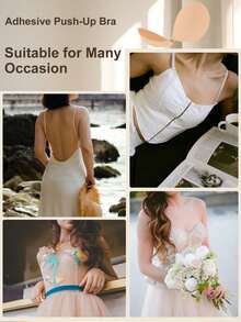 Women's Strapless Knit Push Up Adhesive Bra With Neckline Strap, Suitable For Backless Dresses - Black - View 11