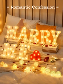 1pc LED Letter Lights Pink Lamp, Glitter Letters, Light Up Alphabet, Letters Sign, Dry Battery Powered, For Home Party Decoration Night Bar Wedding Birthday Christmas Lamp Girls Gift, Night Light For Proposals, Birthdays, And Photo Props, The Best Gift For Mother's Day And Father's Day - Multicolor - View 8