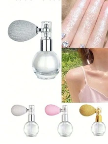 可填充式闪粉高光瓶，新娘身体闪粉珠光头发颈部领口水钻喷雾闪粉高光亮片，喷枪喷雾，适用于身体、面部、头发、手臂化妆，嘉年华/狂欢节/化装舞会，适用于面部轮廓提亮，精准喷嘴设计，轻盈遮盖力 - 彩色 - 查看 8