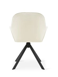 Goeurvant Stylish Smile Curve Upholstered 360° Swivel Dining Chairs With Armrests And Metal Legs For Dining Room, Living Room, Office - Set Of 2 / Set Of 4 / Set Of 6 - Cream - Apricot - View 9