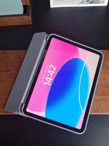 平板电脑保护套，兼容三星 Galaxy 平板电脑/iPad/红米 iPad SE/iPad，防摔，超薄/智能支架/自动唤醒，兼容苹果 iPad Mini 4/5/6（9.7/10.2/10.5 英寸）、Air 4/5/6（第十代，10.9 英寸）、Pro 11 英寸、Air 11 (M2)、Air 13 和 Pro 11 (M4) - 灰紫色 - 淺灰紫 - 查看 6