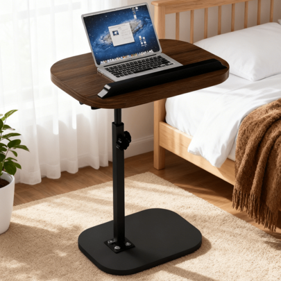 Lislark C Shaped Side Table,Height-Adjustable, 360° Rotating Sofa Table,Suitable For Living Room,Bathroom,Bed And Sofa(Black)