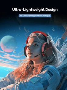 FANTECH Stereo Gaming Headset, Wired Gaming Headset With 6ft Cord, Noise Cancelling Over Ear Headphones With Mic, LED Light, Black - HQ54 黑色 - 查看 3