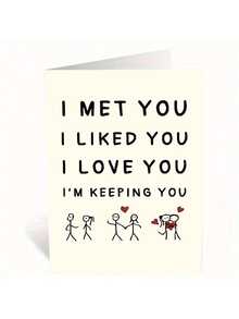 1/2 Pcs "I Like You, Love You, Keep You" Anniversary & Celebration Of Love Greeting Card - Apricot - View 6