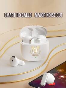 Q1蓝牙耳机，白色，欢乐粉丝版，真无线5.0耳机，带LED显示屏，3.7V 180mAh电池，触控操作，IPX5级防水，带麦克风的降噪耳机，便携式充电盒，可爱卡通设计，适合儿童、青少年、学生、学校、办公室、旅行等场合，佩戴舒适稳固，生日、情人节、情侣礼物之选。 - Q3 白色開心米奇 - 查看 9