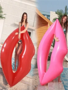 1pc Heart-Shaped Inflatable Swimming Ring, Suitable For Water Sports, Pool Parties, Floating On Water Surface - Multicolor - View 15