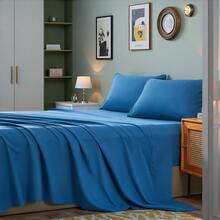 3/4 Pieces Sheet Set, Cooling Sheets For 3 Pieces Twin Sheet Set With Pillowcase, Full/Queen/King Size Bed Set With 4Pieces, Derived From Microfiber, Breathable & Soft, Deep Pocket Up To 16", Hotel Luxury Silky Bedding For Hot Sleepers - 藍色 - 查看 2