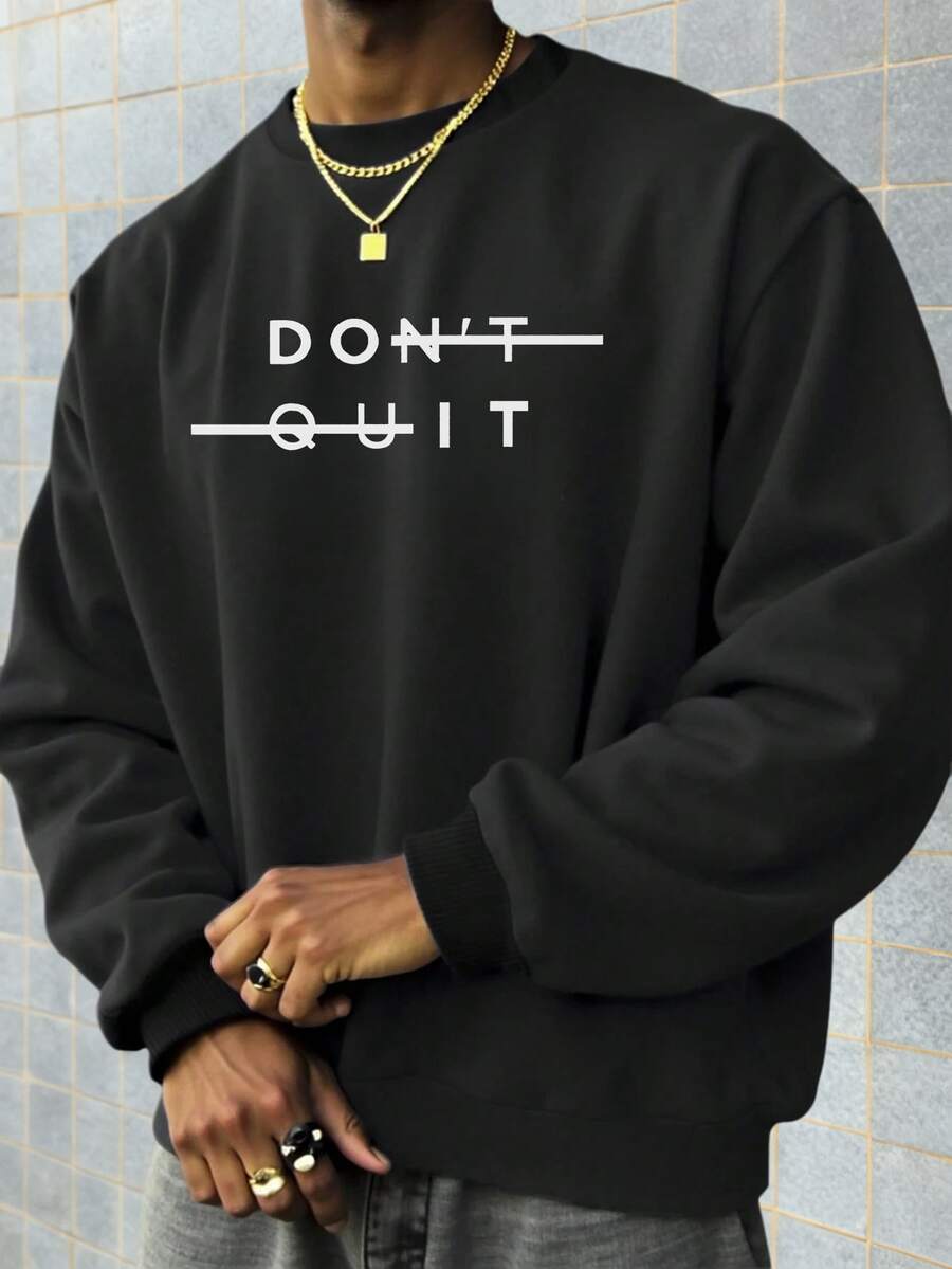 Zrgoth Men's Casual Versatile Printed Element Crew Neck Sweatshirt