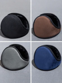 1个装多色简约纯色男士冬季保暖耳罩，后戴式耳罩，适合日常通勤、工作保暖，秋冬季适用