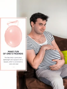 1pc/2pcs Unisex Inflatable Lightweight PVC Fake Belly Prop, Humorous & Playful Accessory Suitable For Various Occasions, Parties, Costume Events - Pink - View 9