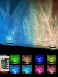 1 pezzo Lampada proiettore LED 16 colori Luci del Nord, alimentata tramite USB con telecomando - Luce notturna Aurora dimmerabile, adatta per decorazione camera da letto, casa theater e decorazione per feste | Regalo perfetto per Natale o compleanno, crea un'atmosfera da sogno, luce notturna per camera da letto, alloggiamento in plastica - Multicolore - Visualizzare 6