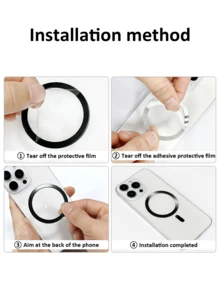 2pcs Wireless Charging Painted Iron Disc Magnetic Rings, Adhesive Magnetic Phone Holder Accessories, Universal Magnetic Sticker With Separate Tail Magnet, Enhance Magnetic Force Slim Fit No Trace No Damage Phone Magnetic Accessories - Multicolor - View 3