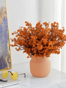 Nejlue Artificial Flowers/Plants1111 Home & Living 1/4Pcs Orange Artificial Baby's Breath & Gypsophila Silk Flower Bouquet, Artificial Plants, Artificial Decorations, Christmas Decor, Wedding Bridal Party, Home DIY Floral Arrangement, Valentine Day, Gifts Birthday Graduation Home Decor Back To School Room Decor School Supplies - Orange - View 6