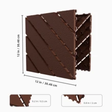 44-Piece Interlocking Plastic Floor Tiles - 12"X12" Squares - Waterproof For Outdoor Use - Poolside, Balcony, Backyard Flooring - Easy To Install - Durable PP Material - Strong Load-Bearing Capacity - màu nâu - Xem 4