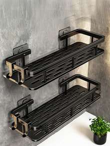 1Pc Wall-Mount Bathroom Shelf - No Drill Cosmetic Organizer For Toilet & Vanity, Minimalist Rustproof Storage Rack (Easy Install)