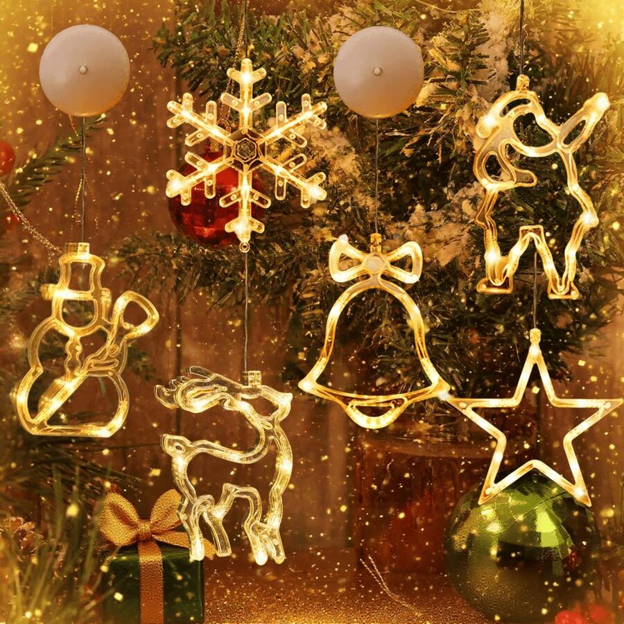 圣诞装饰灯 LED 窗户吸盘吊灯 驯鹿铃铛 房间派对 圣诞节 情人节装饰灯，装饰花束仙女灯，节日装饰，节日照明，家居装饰 圣诞装饰 房间装饰 冬季圣诞装饰 家居圣诞礼物 圣诞装饰