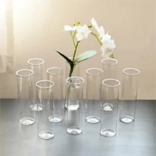 2/6/10pcs Cylindrical Plastic Vases, Transparent Slim Single Stem Vases, Minimalist Style Bulk Vases, Home Decor, Suitable For Wedding, Birthday, Bridal Shower, Party, Dining Table Decoration Decor Vases For Event Stylists And Party Organizers - Clear - View 1