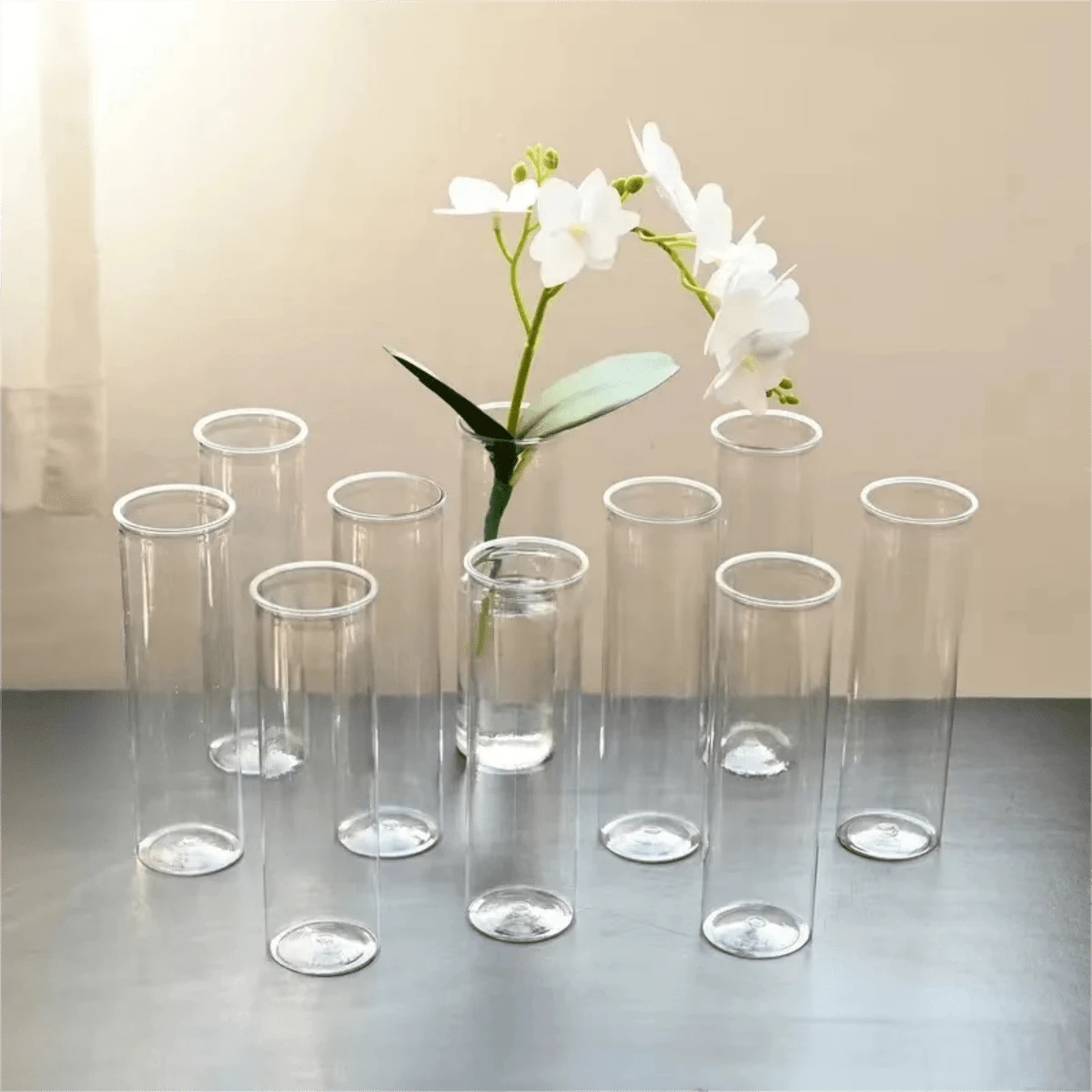 2/6/10pcs Cylindrical Plastic Vases, Transparent Slim Single Stem Vases, Minimalist Style Bulk Vases, Home Decor, Suitable For Wedding, Birthday, Bridal Shower, Party, Dining Table Decoration Decor Vases For Event Stylists And Party Organizers - Clear - View 1