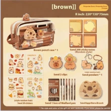 Juego de 7 piezas de Capibara, estuche para lápices con Capibara lindo con caja de almacenamiento de escritorio con tema animal, adecuado para estudiantes y amantes de los animales, regalo imprescindible para la temporada de regreso a clases, Halloween, Navidad, regalos de Pascua