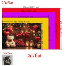 1pc Valentine's Day Background Banner, With Background Design Of Roses, Bears And "Love" Text, Polyester Fabric Suitable For Parties, Courtyards, Home Decoration, Weddings, Confession Day And Valentine's Day Theme Decorations - Multicolor - View 2