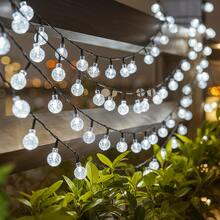 1 件水晶球形 LED 灯串，20/30/50/100/200 LED，户外防水灯串，LED 花园庭院花环灯花园太阳能花园装饰，防水太阳能露台灯，花园庭院门廊婚礼派对装饰的太阳能仙女灯