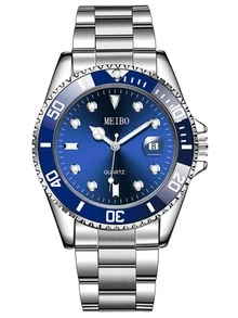 1pc Water Ghost Design Men's Wrist Watch, Fashion Steel Band Quartz Watch - Silver - View 2