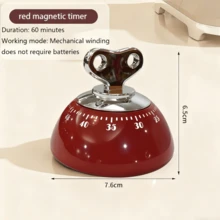 磁性厨房计时器 - 精密倒计时器，强力粘合，机械台式/冰箱计时器，适用于烹饪、烘焙和学习（易读表盘）1 件