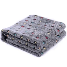 1 包狗狗猫咪宠物毯，蓝色圆点保暖珊瑚绒，大、中、小型犬沙发床罩，家用羊毛毯