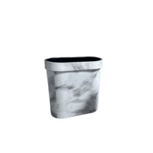 方形仿木纹垃圾桶带按压环，适用于浴室、酒店、餐厅、客房