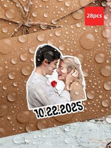 1-84张定制照片贴纸，个性化照片贴纸，可定制图片和文字贴纸，情侣照片贴纸，情人节装饰，情人节家居装饰，情人节礼物，适用于信封、水瓶、手机壳、笔记本电脑等，适合家庭使用 - 藍白色 - 查看 29