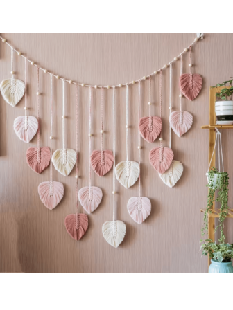 1Pc Bohemian-Style Heart-Shaped Leaf Decorative Wreath, Hand-Woven Wall Decoration, Medieval-Modern Style, Bedside Decoration, Home Decoration, Living Room Wall Decoration, Valentine's Day Decoration, Wedding Scene Decoration.