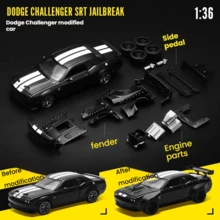 Burago 1:36 Dodge Challenger Customized Car Model, Assembled Diecast Alloy Vehicle Toy, Disassemblable Off-Road Car Gift For Boys - Multicolor - View 2