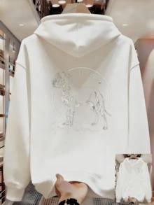 Men's Spring And Autumn Hoodie, Simple Design, Suitable For Work - 白色 - 查看 1