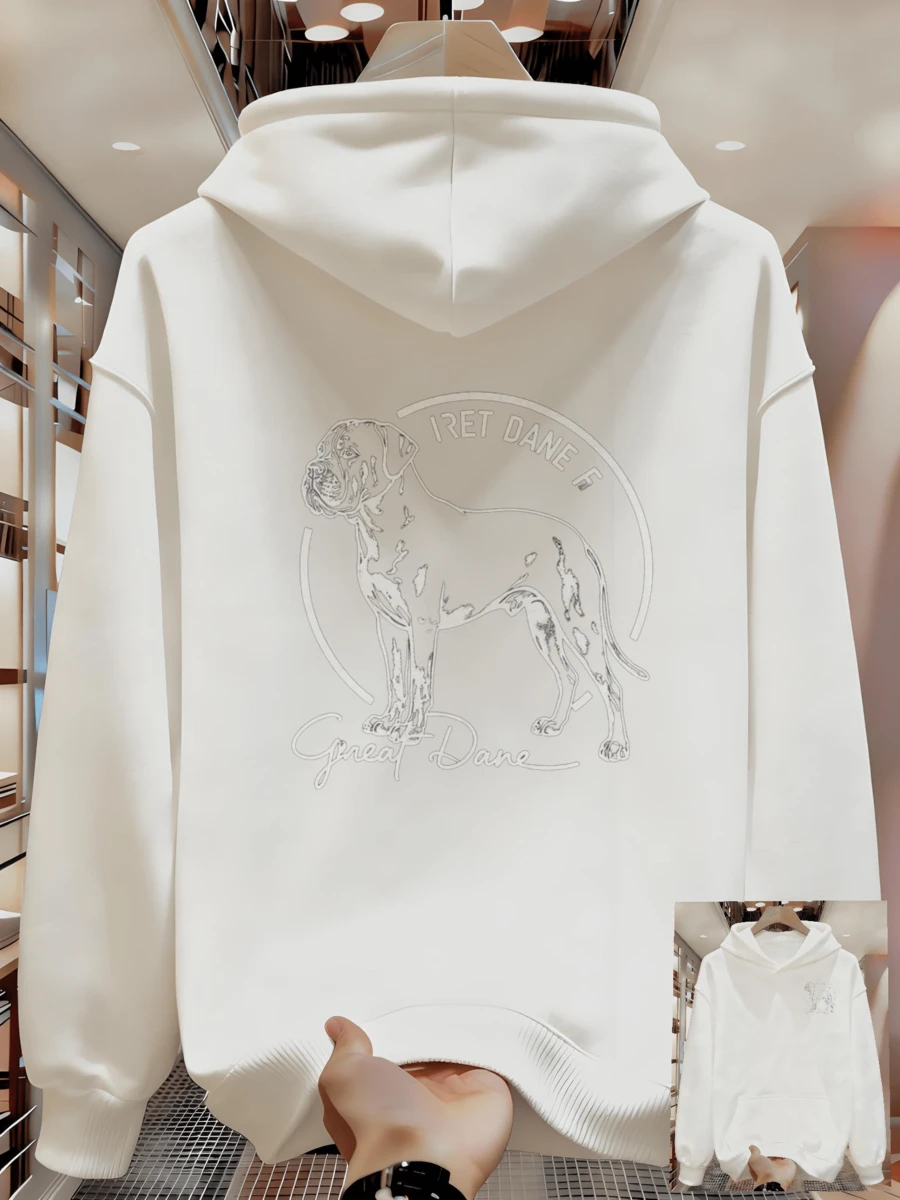 Men's Spring And Autumn Hoodie, Simple Design, Suitable For Work - 白色 - 查看 1