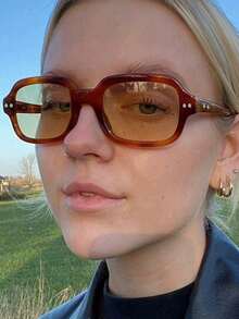 1 pieza Gafas decorativas de moda retro Y2K para mujer - marrón claro - Ver 4