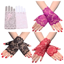 蕾丝手套、新娘手套、夏季女士驾驶防晒手套、半指疤痕遮盖手套、短款水手舞蹈表演手套