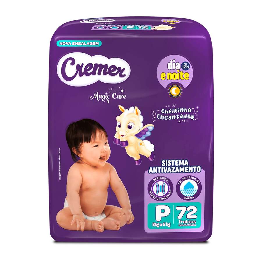 Fralda Cremer Hiper P 72 Unidades - Roxo - Visão 1